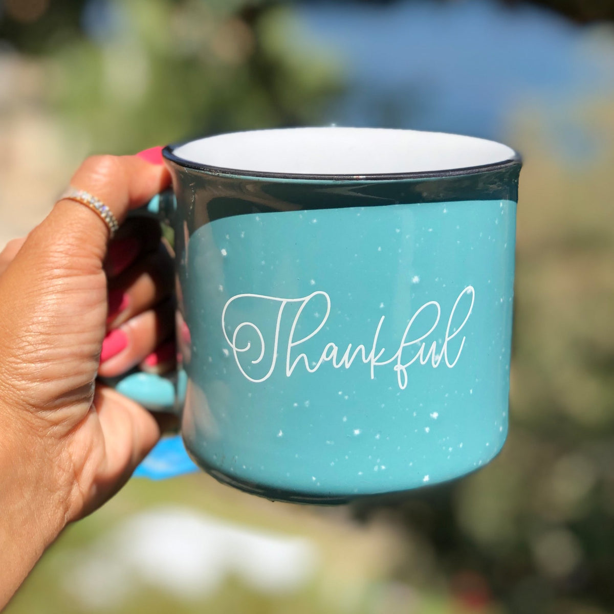 Grateful and Thankful Campfire Coffee Mug - Pretty Collected