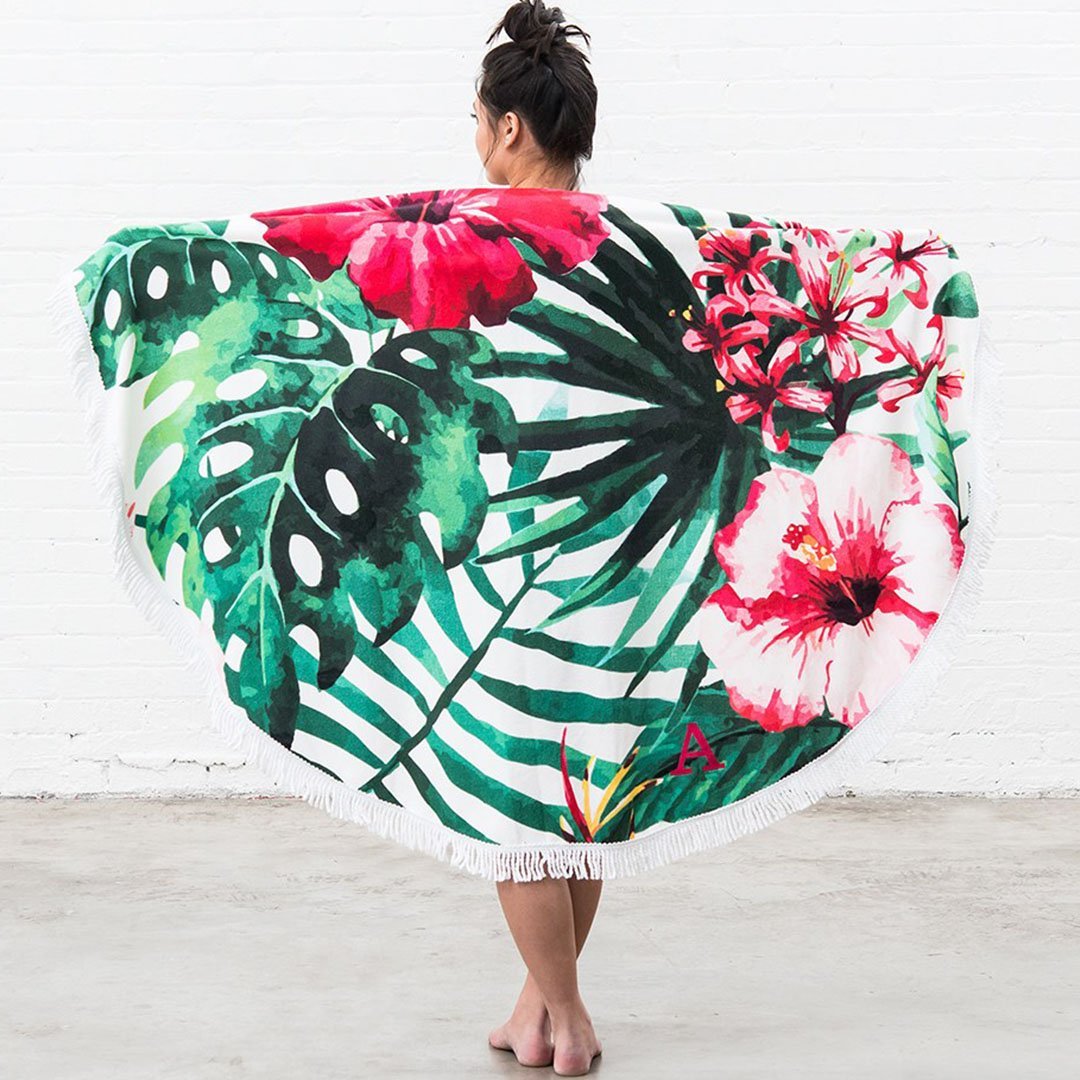 Tropical Floral Beach Towel - Personalized - Pretty Collected