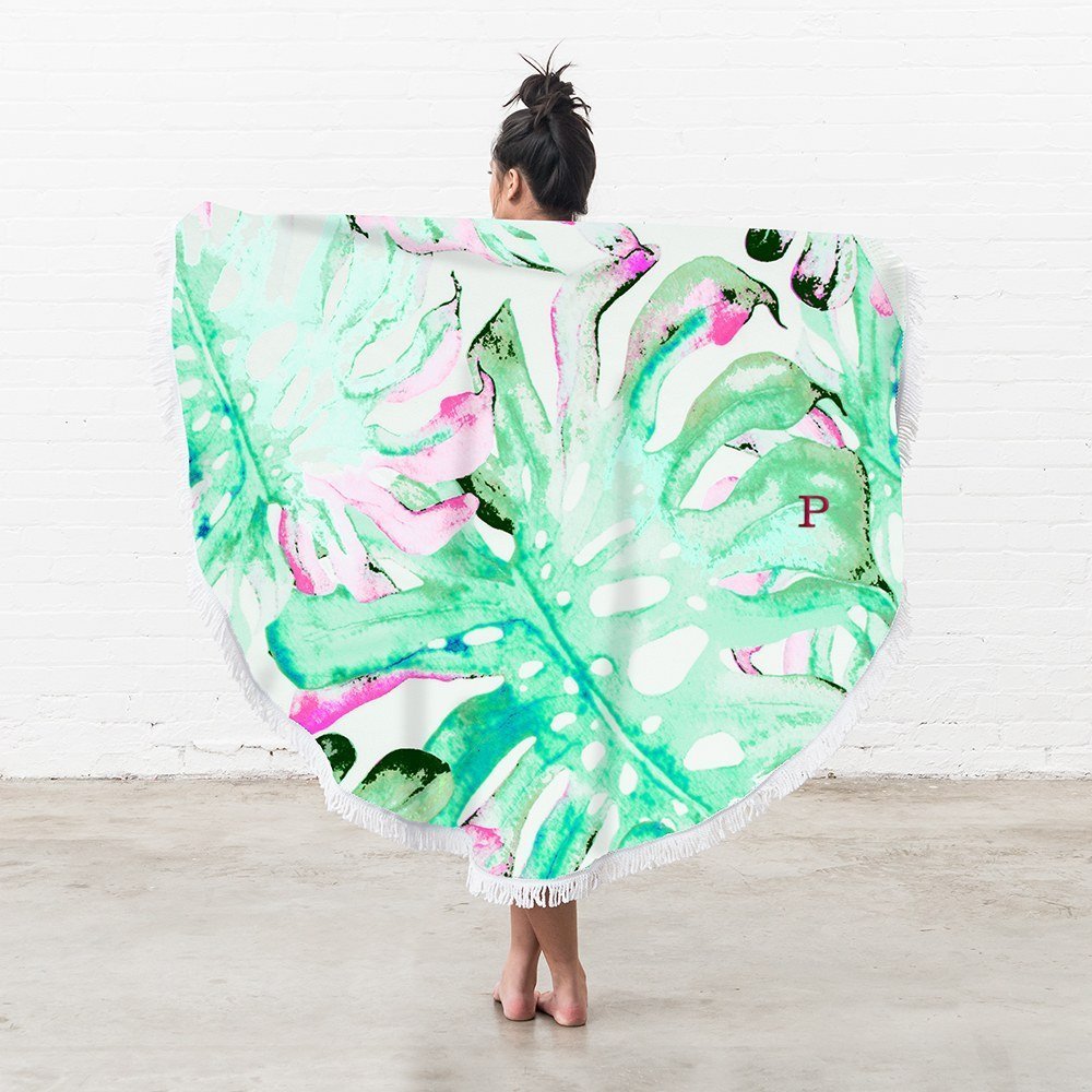 Tropical Leaves Beach Towel - Personalized - Pretty Collected
