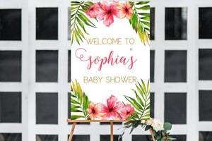 Baby Shower Welcome Sign - Tropical Floral Printable - Pretty Collected