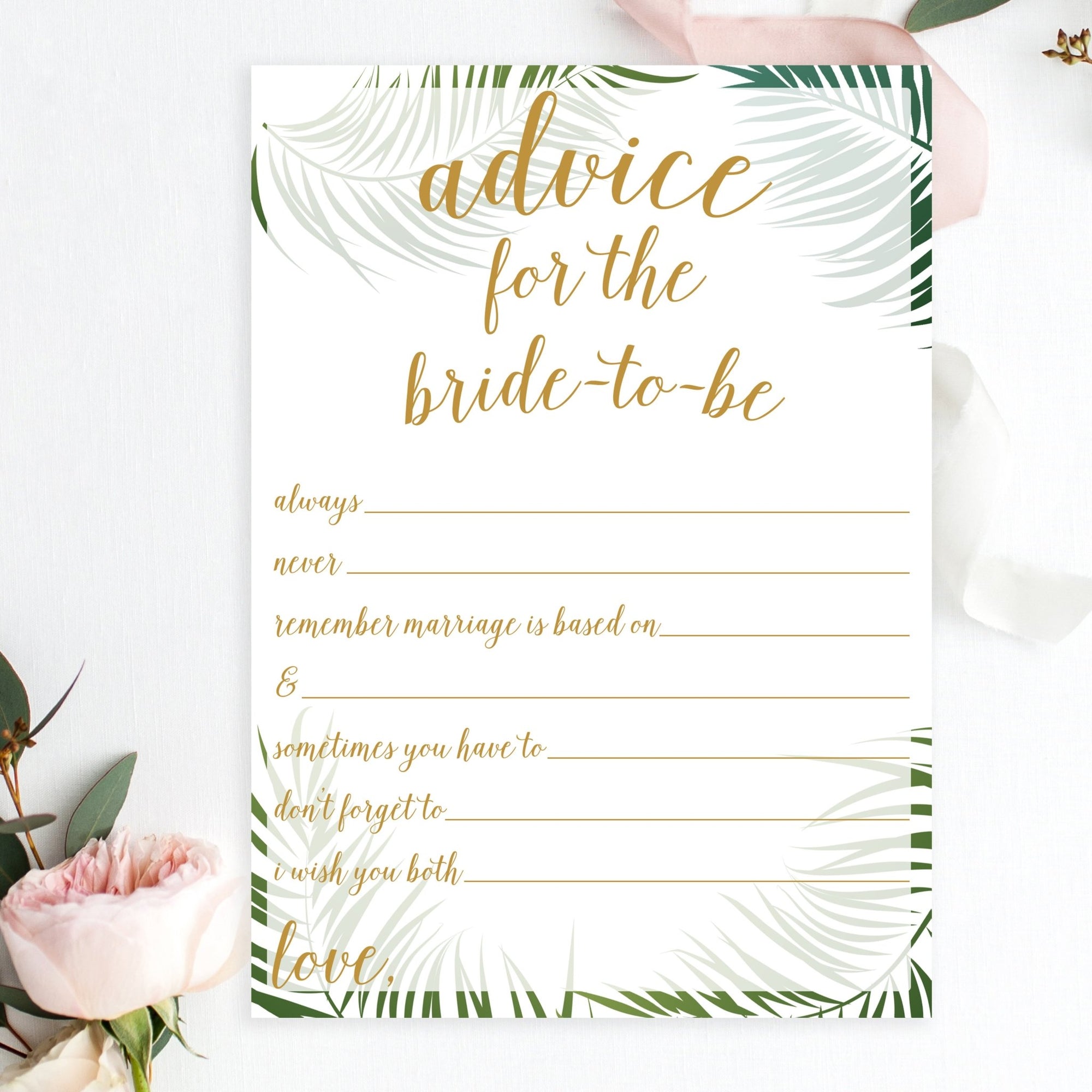 Advice for the Bride-To-Be (Statements) - Tropical Printable - Pretty Collected