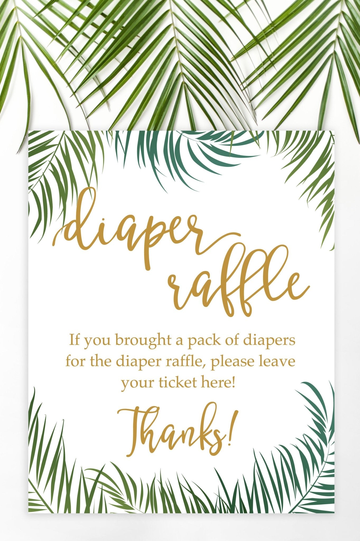 Diaper Raffle Sign - Tropical Printable