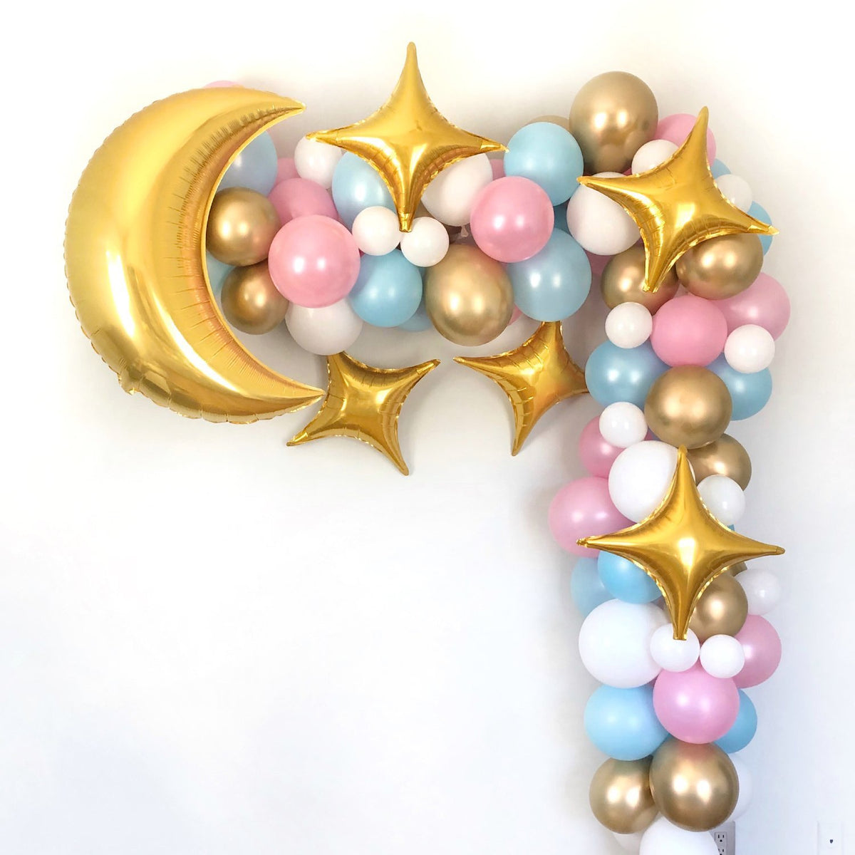 Gender Neutral Balloon Garland Kit - Pink, Blue, Gold - Pretty Collected