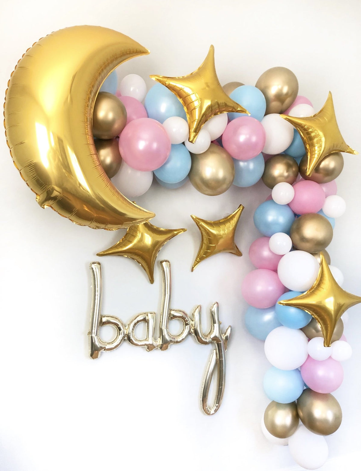 Twinkle Twinkle Little Star Balloon Garland Kit - Pink, Blue, Gold - Pretty Collected