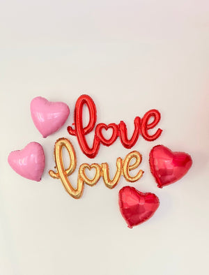 Red & Gold Love & Hearts Balloons - Pretty Collected