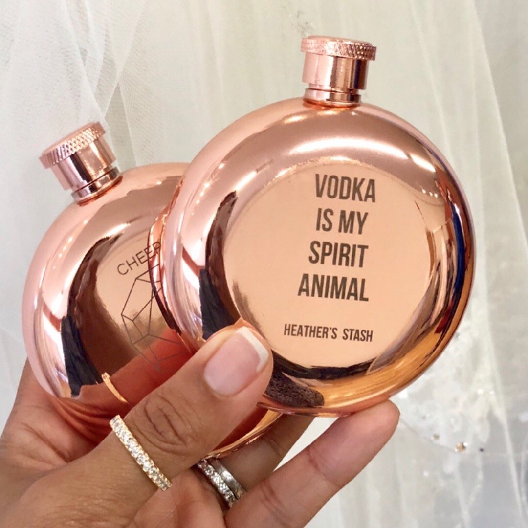 Vodka is My Spirit Animal - Rose Gold Flask - Pretty Collected