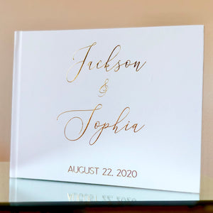 White & Gold Foil Wedding Guest Book - The Jackson - Pretty Collected