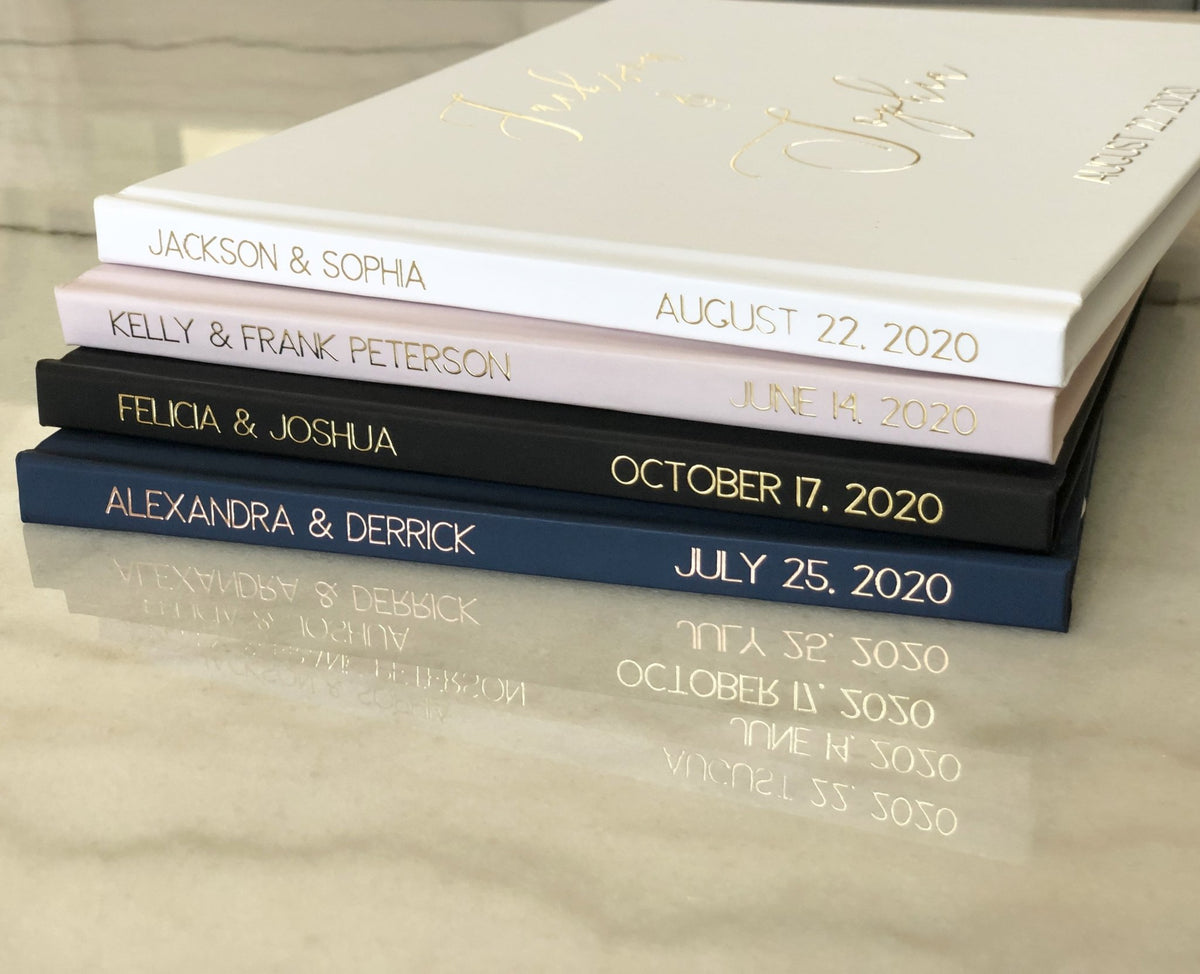 Navy and Rose Gold Wedding Guest Book - The Alexandra - Pretty Collected
