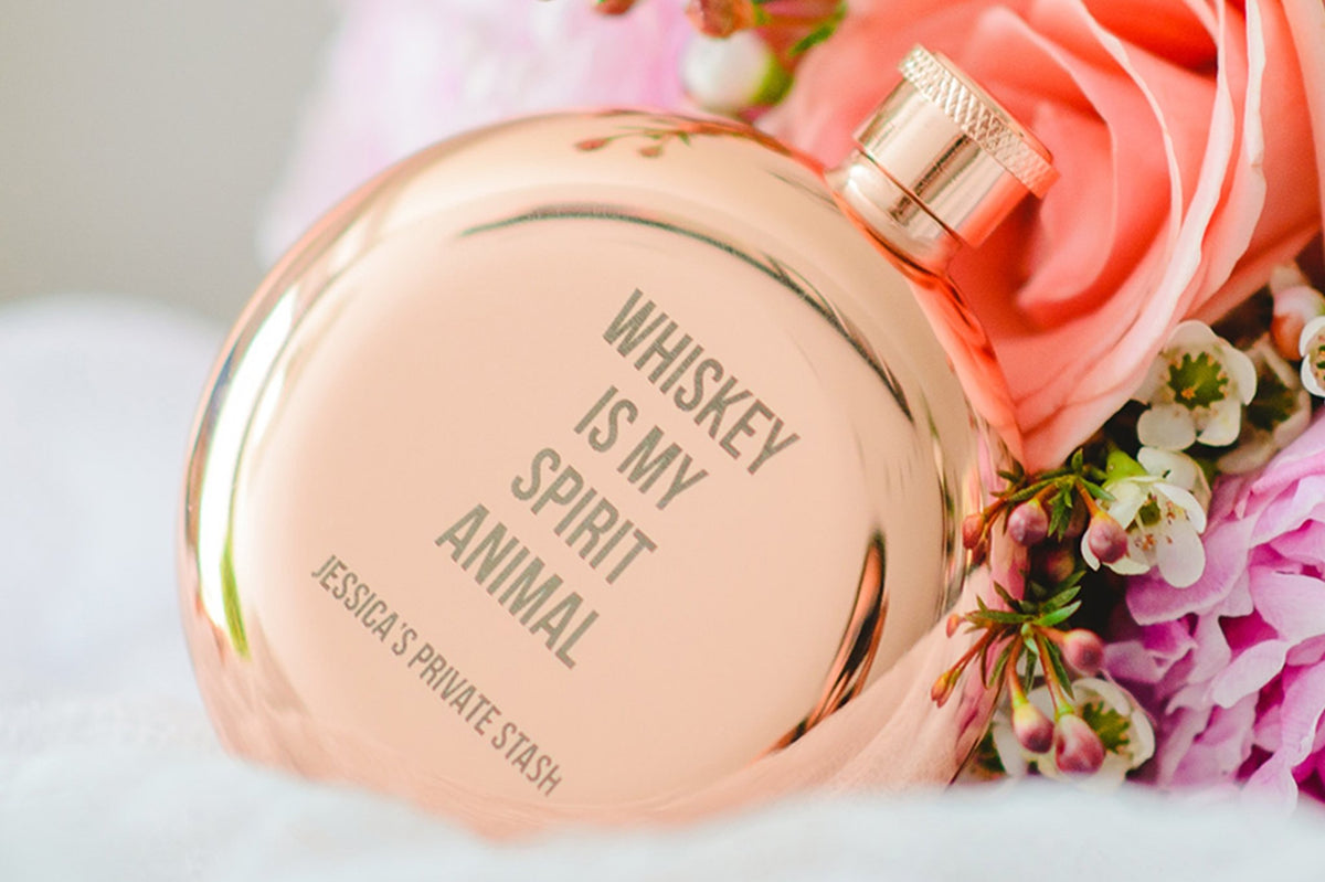 Whiskey is My Spirit Animal - Rose Gold Flask - Pretty Collected