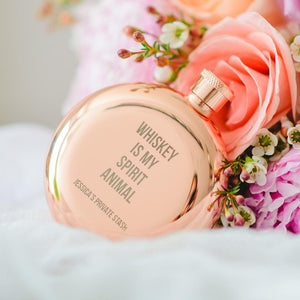 Whiskey is My Spirit Animal - Rose Gold Flask - Pretty Collected