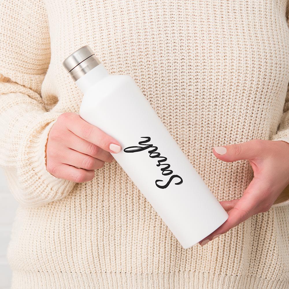 Reusable Custom Stainless Steel Silhouette Water Bottle - Calligraphy Print