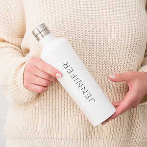 Personalized Stainless Steel Water Bottle - White - Pretty Collected