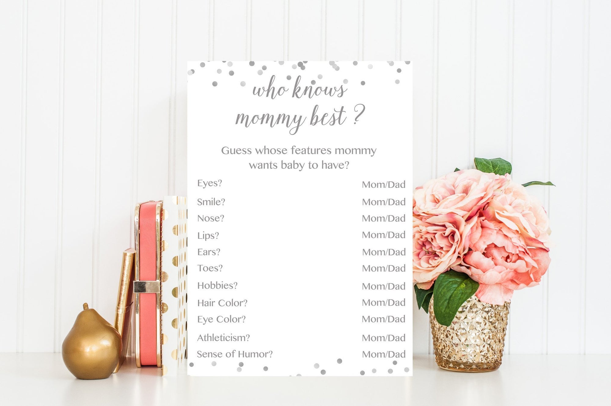 Who Knows Mommy Best - Grey Confetti Printable - Pretty Collected