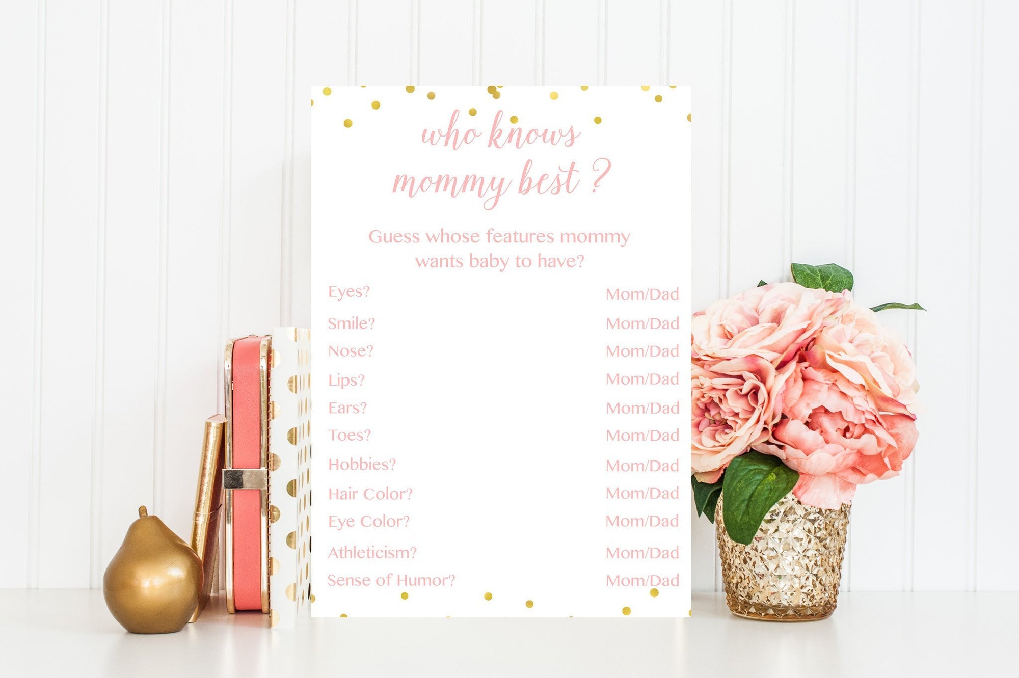 Who Knows Mommy Best - Pink & Gold Confetti Printable - Pretty Collected