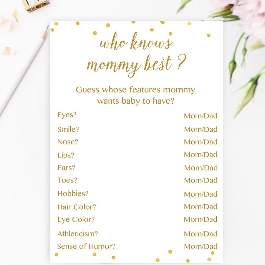 Who Knows Mommy Best - Gold Confetti Printable - Pretty Collected