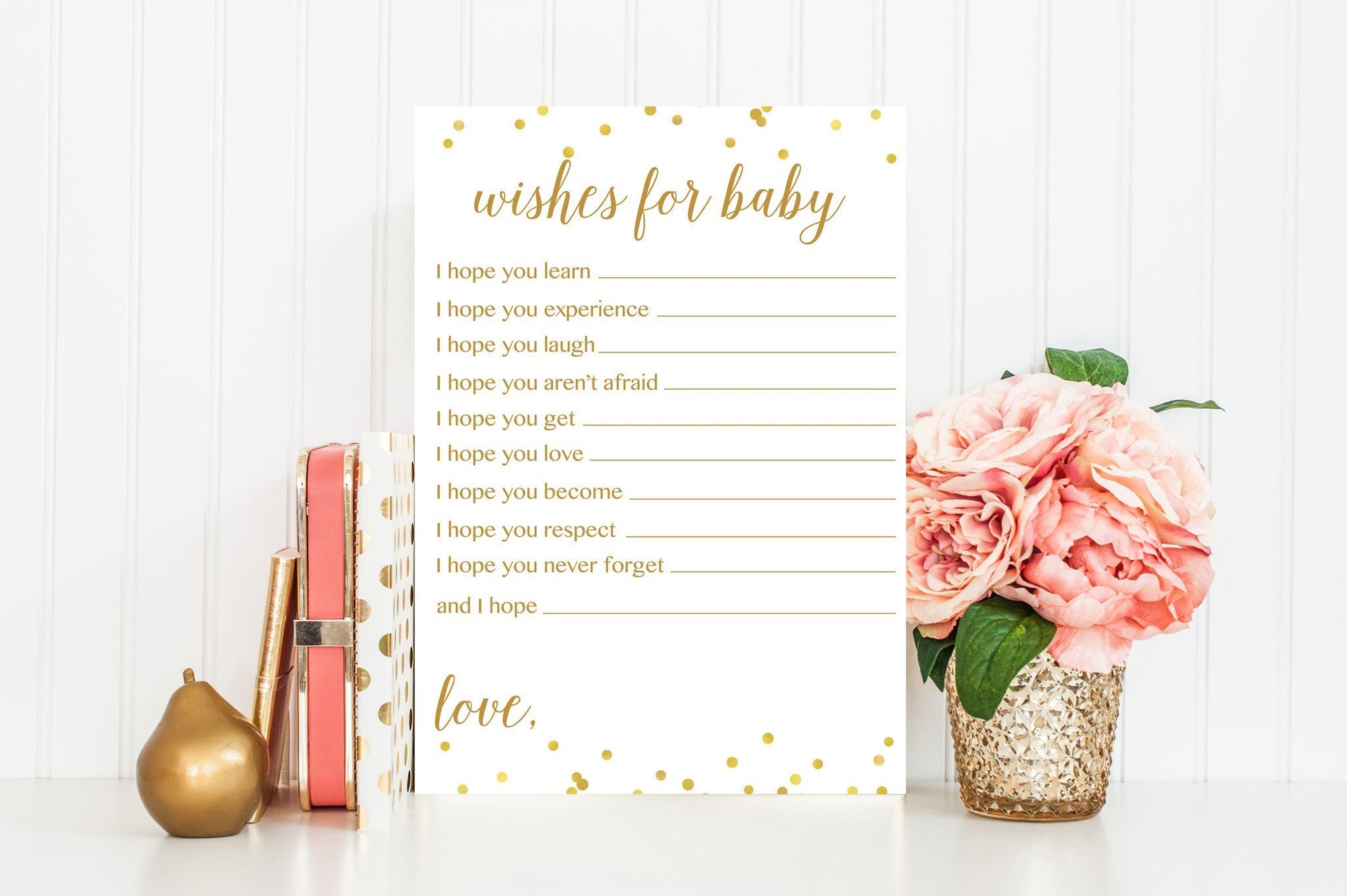 Wishes for Baby - Gold Confetti Printable - Pretty Collected