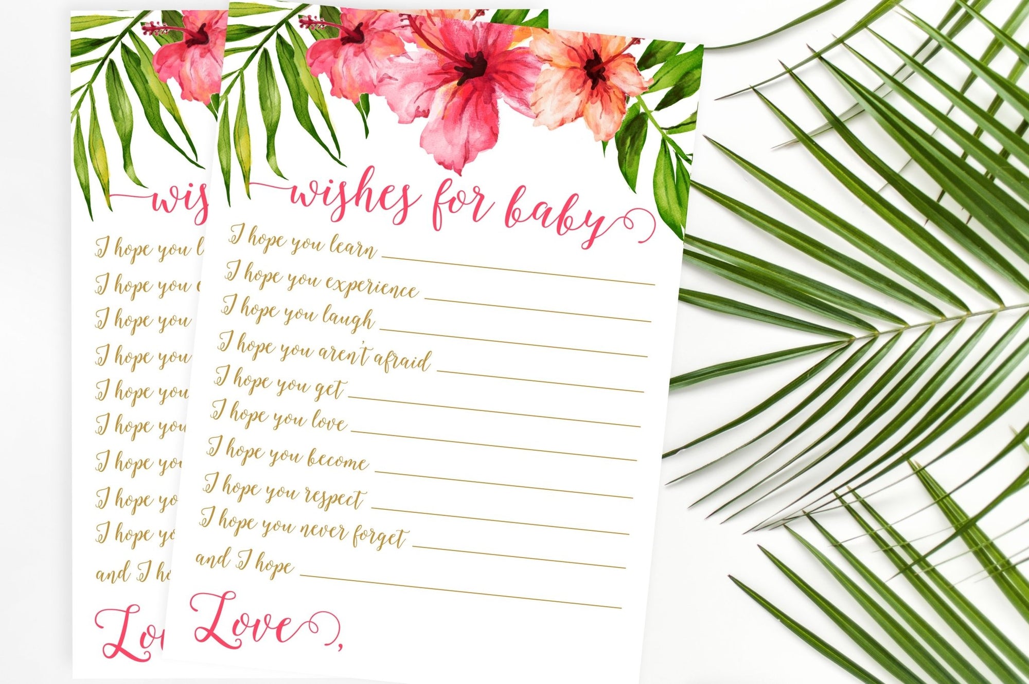 Wishes for Baby - Tropical Floral Printable - Pretty Collected