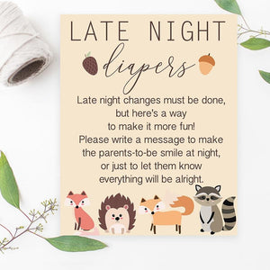 Late Night Diapers Sign - Woodland Printable - Pretty Collected